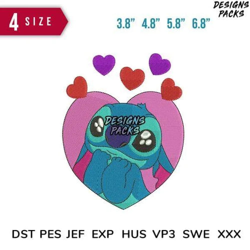 Stitch hearts Valentine Embroidery Design 3.8