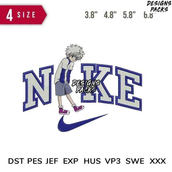 Swoosh Killua walk Embroidery Design 3.8" 4.8" 5.8" 6.8"