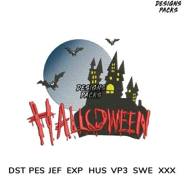 Halloween and temple Embroidery Design 3.8" 4.8" 5.8" 6.8"