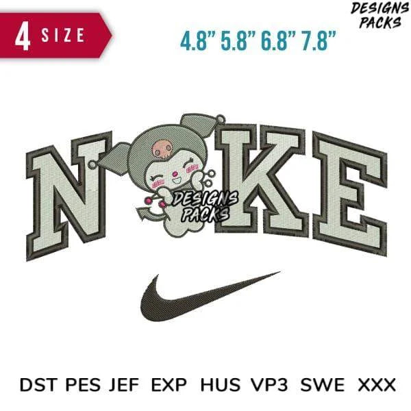 Swoosh Kuromi Happy Embroidery Design 4.8" 5.8" 6.8" 7.8"