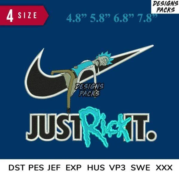 Swoosh Just Rick it Embroidery Design 4.8" 5.8" 6.8" 7.8"