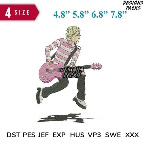 Guitar Player Embroidery Design 4.8
