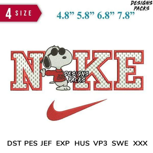 Swoosh Snoopy Pose Embroidery Design 4.8