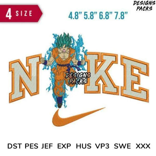 Swoosh Goku Fire Embroidery Design 4.8