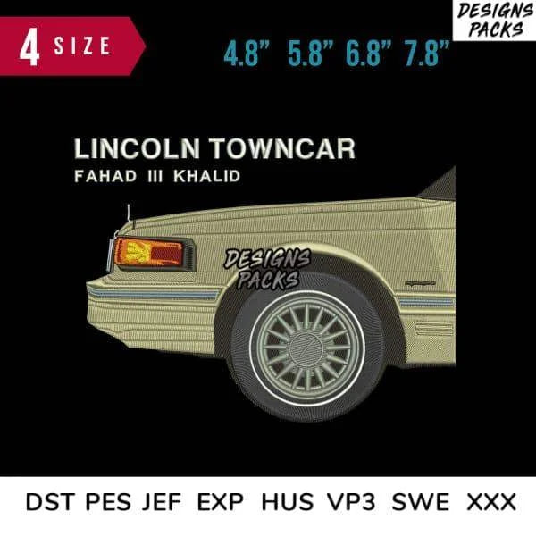 Lincoln Towncar Embroidery Design 4.8" 5.8" 6.8" 7.8"