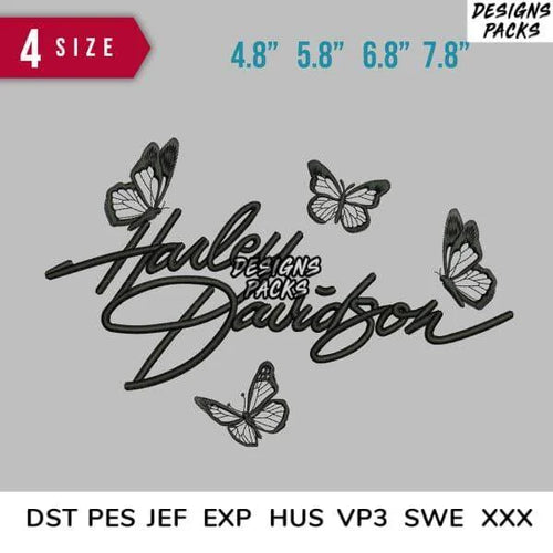 Harley Davidson Butterfly Embroidery Design 4.8