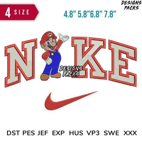 Swoosh Mario Embroidery Design 4.8