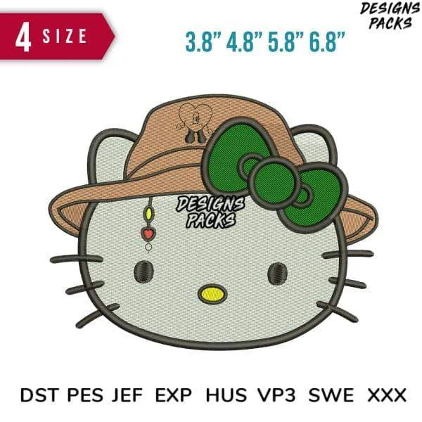 Kitty Bad bunny hat Embroidery Design 3.8" 4.8" 5.8" 6.8"