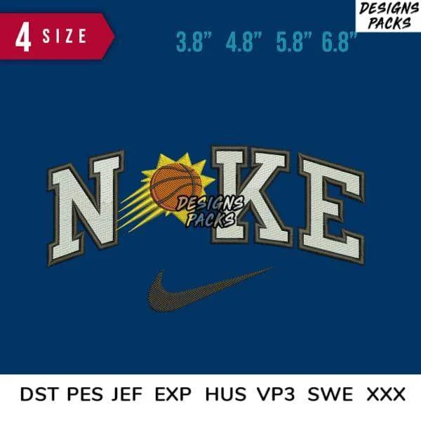 Swoosh Basketball booker Embroidery Design 3.8" 4.8" 5.8" 6.8"