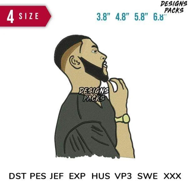 Drake Standalone Embroidery Design 3.8" 4.8" 5.8" 6.8"