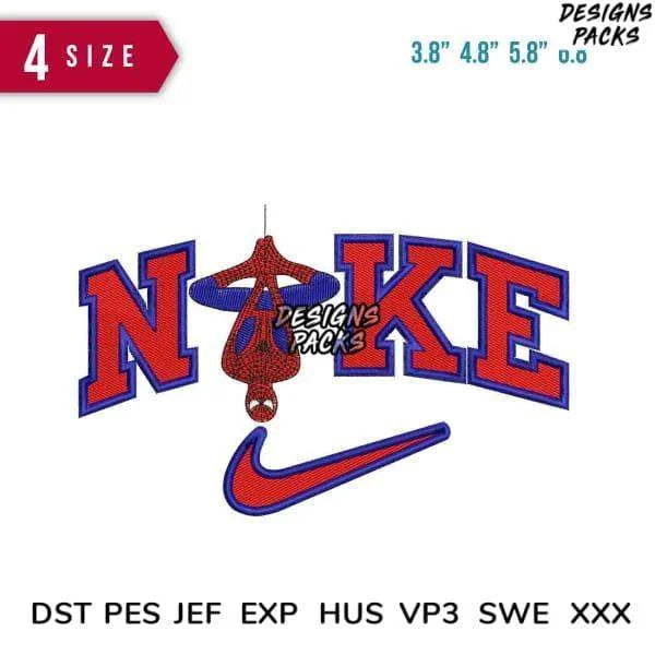 Swoosh Spider Super hero upside down Embroidery Design 3.8" 4.8" 5.8" 6.8"
