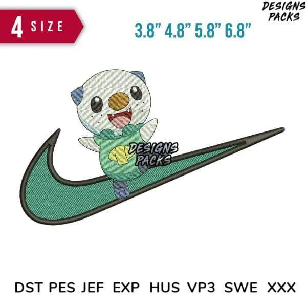 Swoosh Oshawott Embroidery Design 3.8" 4.8" 5.8" 6.8"