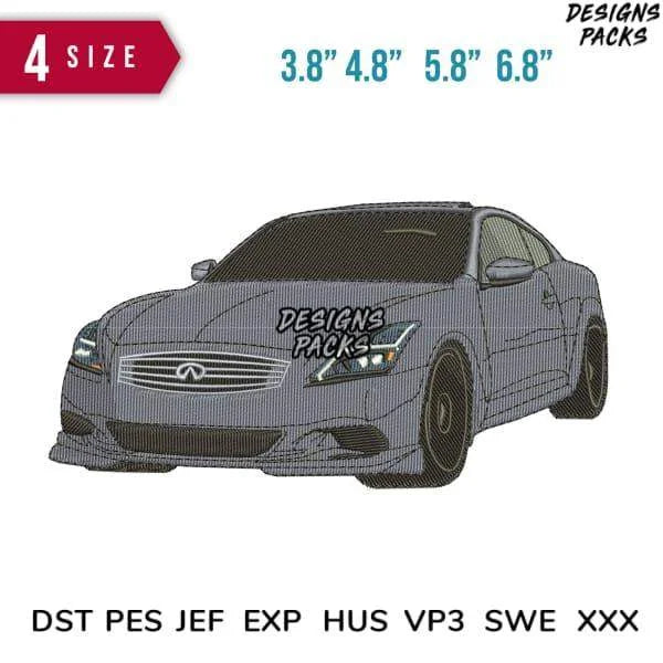 Car Azzura grey Embroidery Design 3.8" 4.8" 5.8" 6.8"