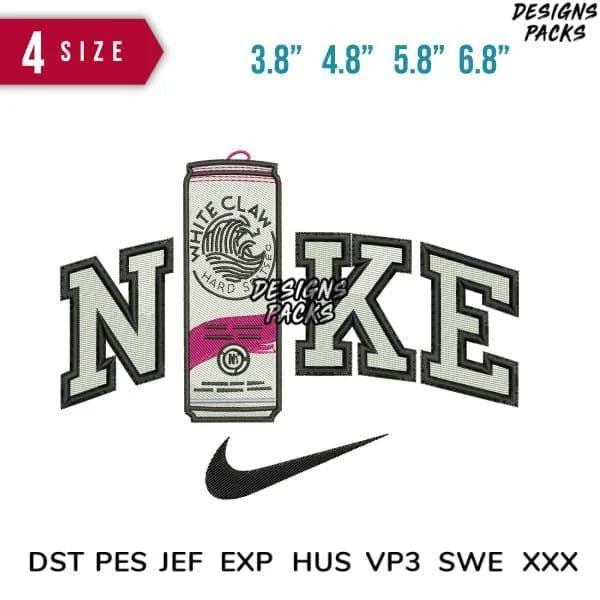 Swoosh White Claw Bottle Embroidery Design 3.8" 4.8" 5.8" 6.8"
