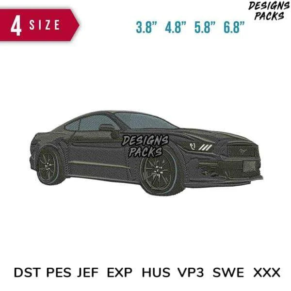 Car Black Embroidery Design 3.8" 4.8" 5.8" 6.8"