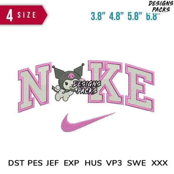 Swoosh Kuromi Embroidery Design 3.8" 4.8" 5.8" 6.8"