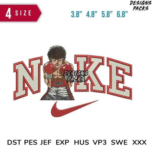 Swoosh Boxer Ippo Embroidery Design 3.8" 4.8" 5.8" 6.8"