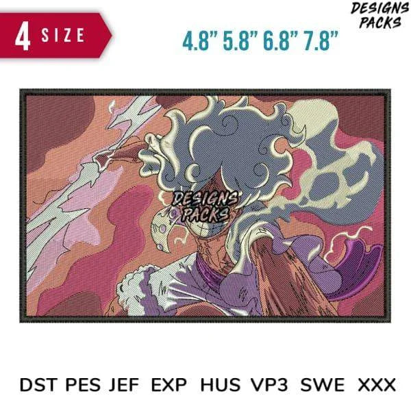 Luffy Lighting Embroidery Design Multi Sizes