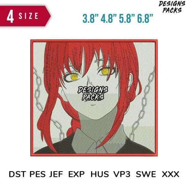 Makima Anime Embroidery Design Multi Sizes