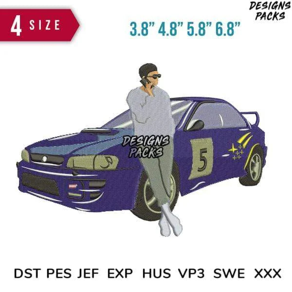 JDM Car Guy Embroidery Design Multi Sizes