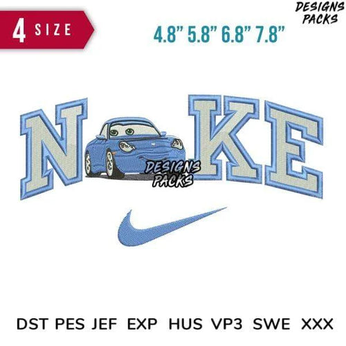 Swoosh Sally Car Embroidery Design Multi Sizes