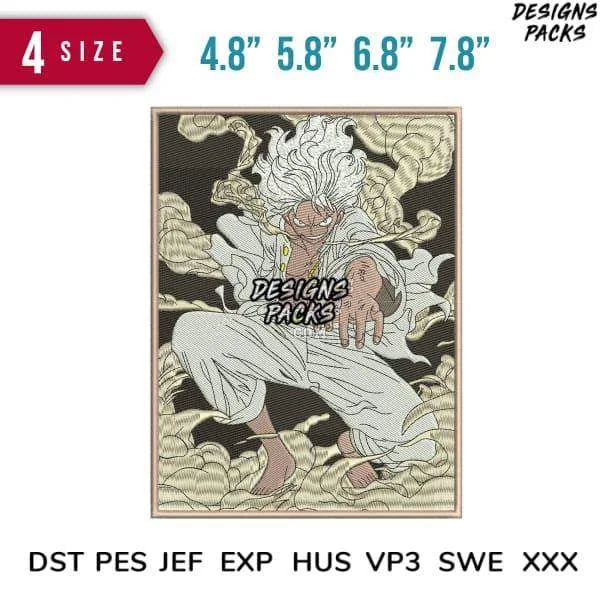 Luffy gear with Cloud Embroidery Design