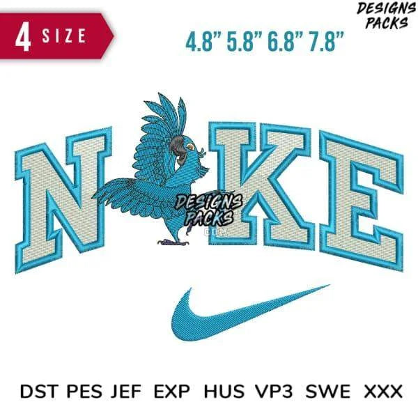 Swoosh Sport Brand Rio Bird Parrot Cartoon Embroidery Design