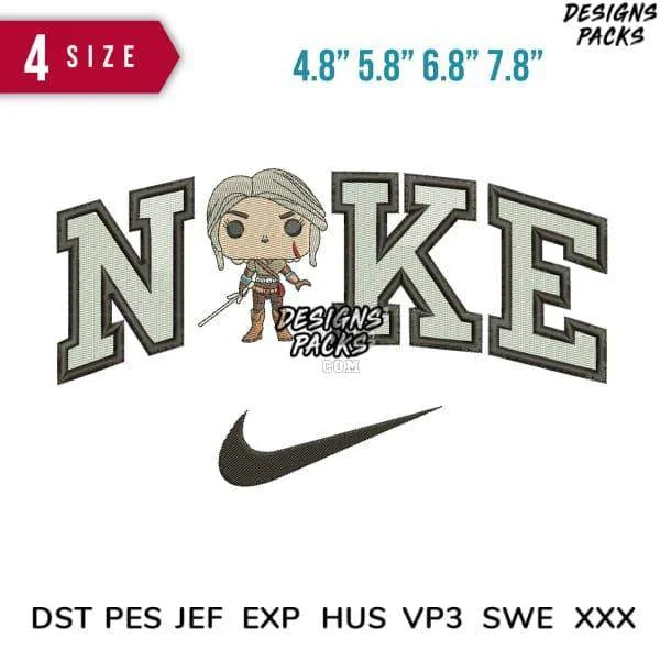 Swoosh Sport Brand Girl Witcher Embroidery Design