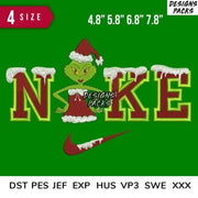 Swoosh Sport Brand Grinch Girl Santa Lady Embroidery Design