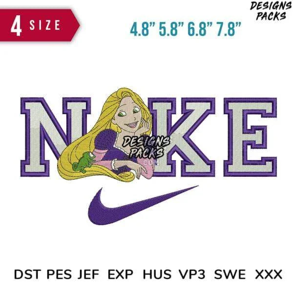 Swoosh Sport Brand Rapunzel Princess Embroidery Design