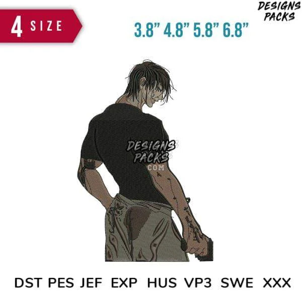 Fusiguro Toji Side Anime Embroidery Design
