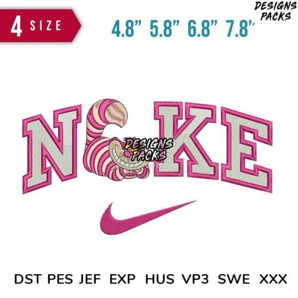 Swoosh Sport Brand Chesire Cat Cartoon Embroidery Design