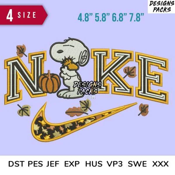 Swoosh Sport Brand Snoopy Pumpkin Fall Halloween Embroidery Design