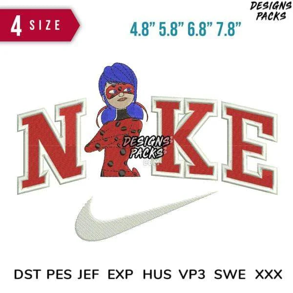 Swoosh Sport Brand Ladybug Cartoon Couple Embroidery Design