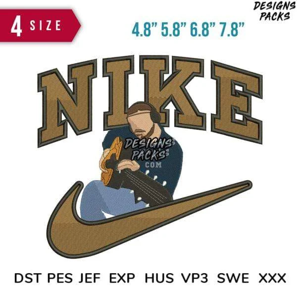 Swoosh Sport Brand Guitar Player Music Artist Embroidery Design