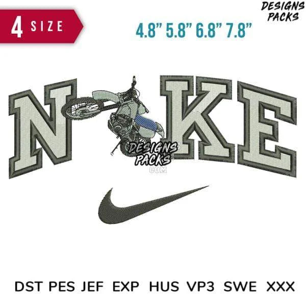 Swoosh Sport Brand Motocross Cross Wheelie Embroidery Design