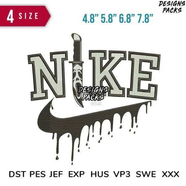 Swoosh Sport Brand knife Scream Halloween Embroidery Design