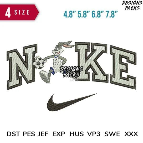 Swoosh Sport Brand Bunny Soccer Cartoon Embroidery Design