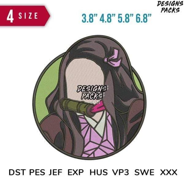 Nezuko Rounded Anime Embroidery Design