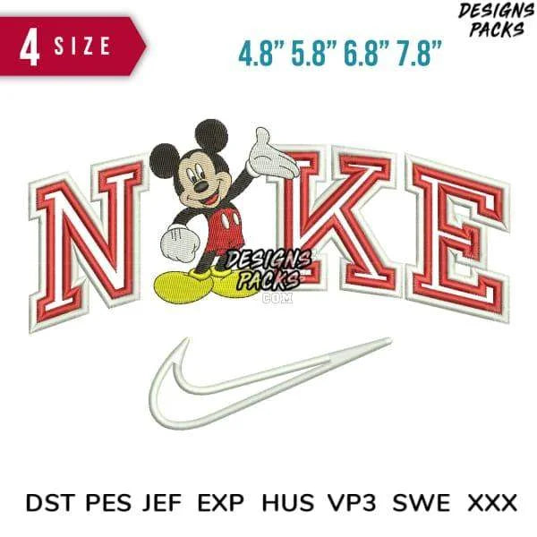 Swoosh Sport Brand Mouse Couple Cartoon Embroidery Design