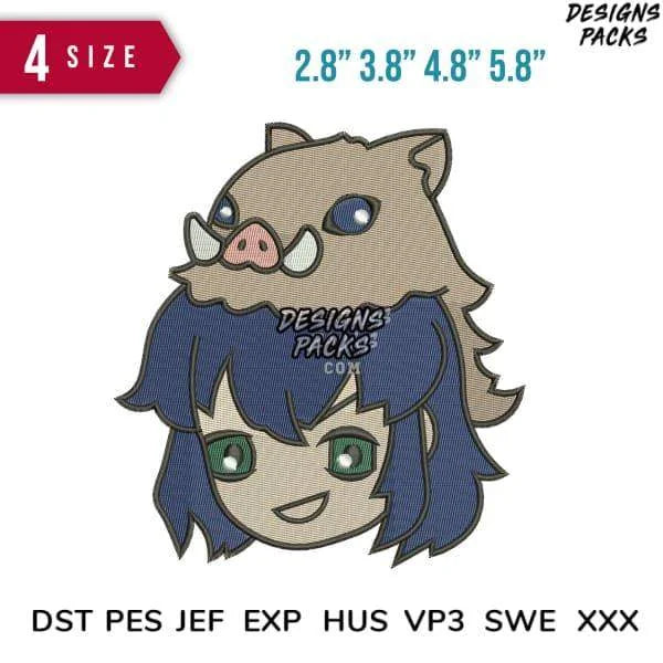 Inosuke Face Demon Anime Embroidery Design