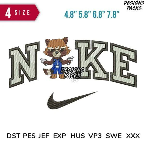 Swoosh Sport Brand Rocket Racoon Super Hero Movie Embroidery Design