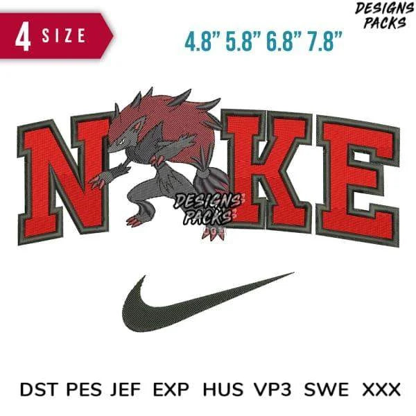 Swoosh Sport Brand Zoroark Anime Ball Embroidery Design