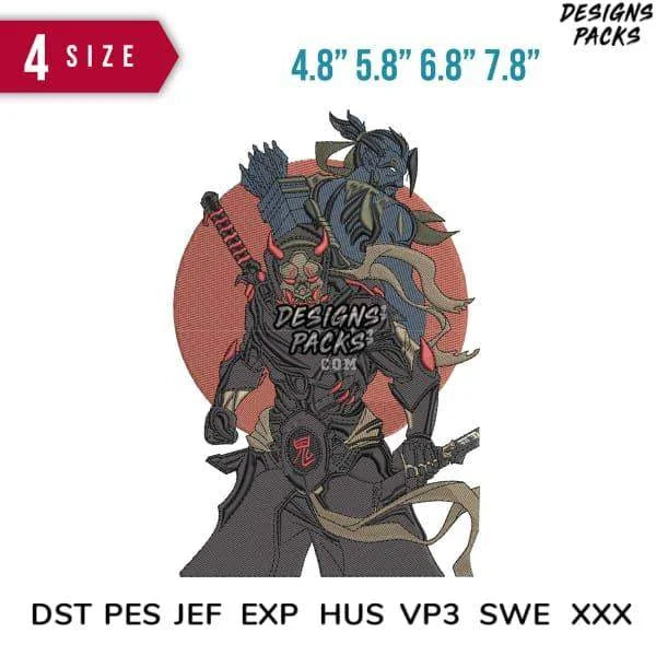 Genji Oni Gaming Embroidery Design