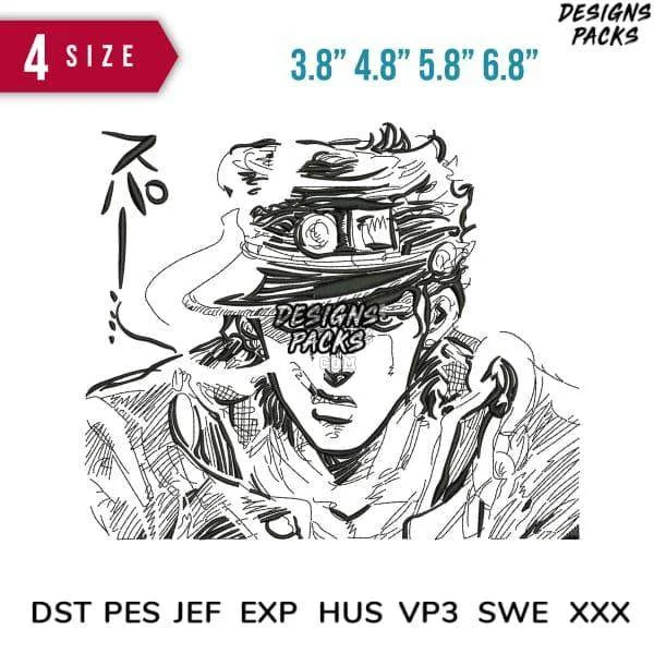 Jotaro kujo Scribble Jojo Anime Embroidery Design