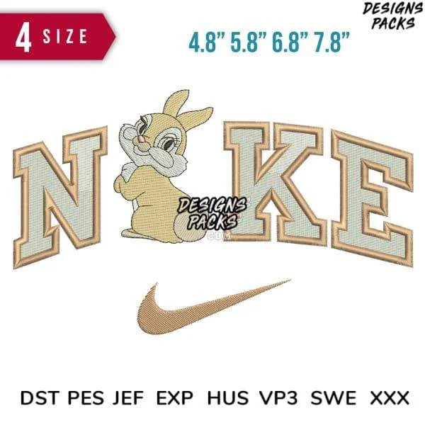 Swoosh Sport Brand rabbit Couple Cartoon Embroidery Design