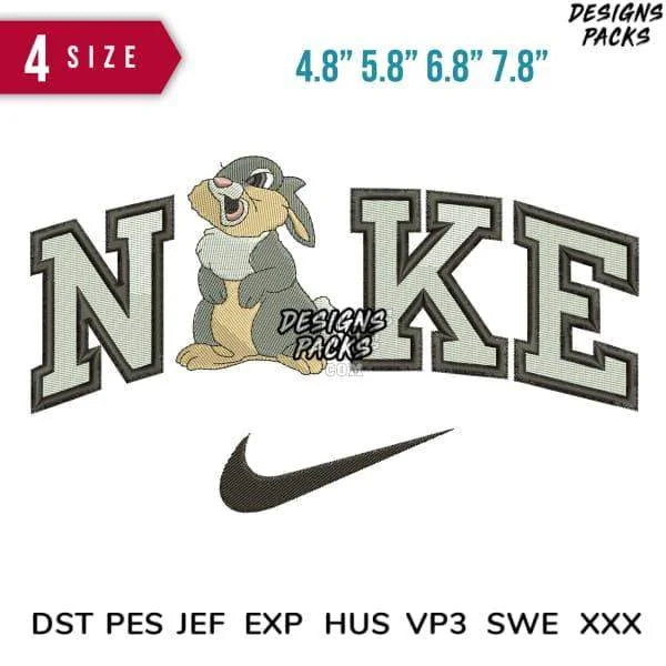 Swoosh Sport Brand rabbit Couple Cartoon Embroidery Design
