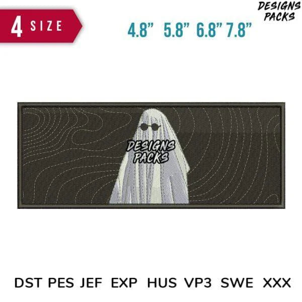 Ghost Eyeglass Embroidery Design Multi Sizes
