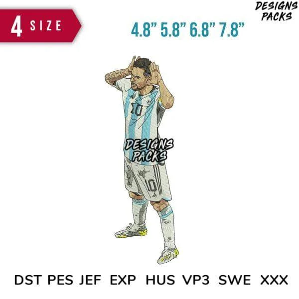 Messi Bunny Embroidery Design 4.8" 5.8" 6.8" 7.8"