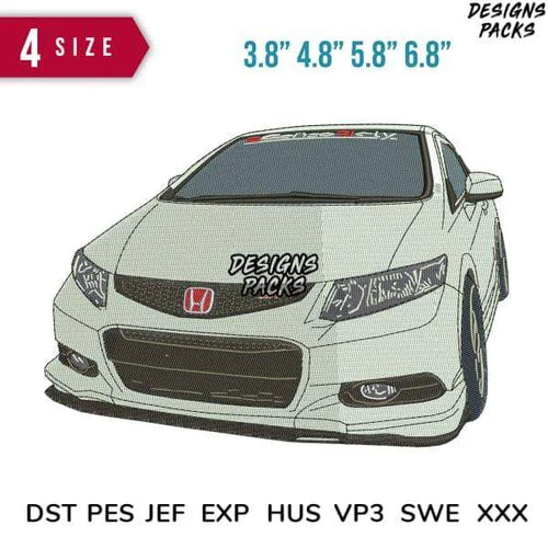 Honda Car White Embroidery Design 3.8